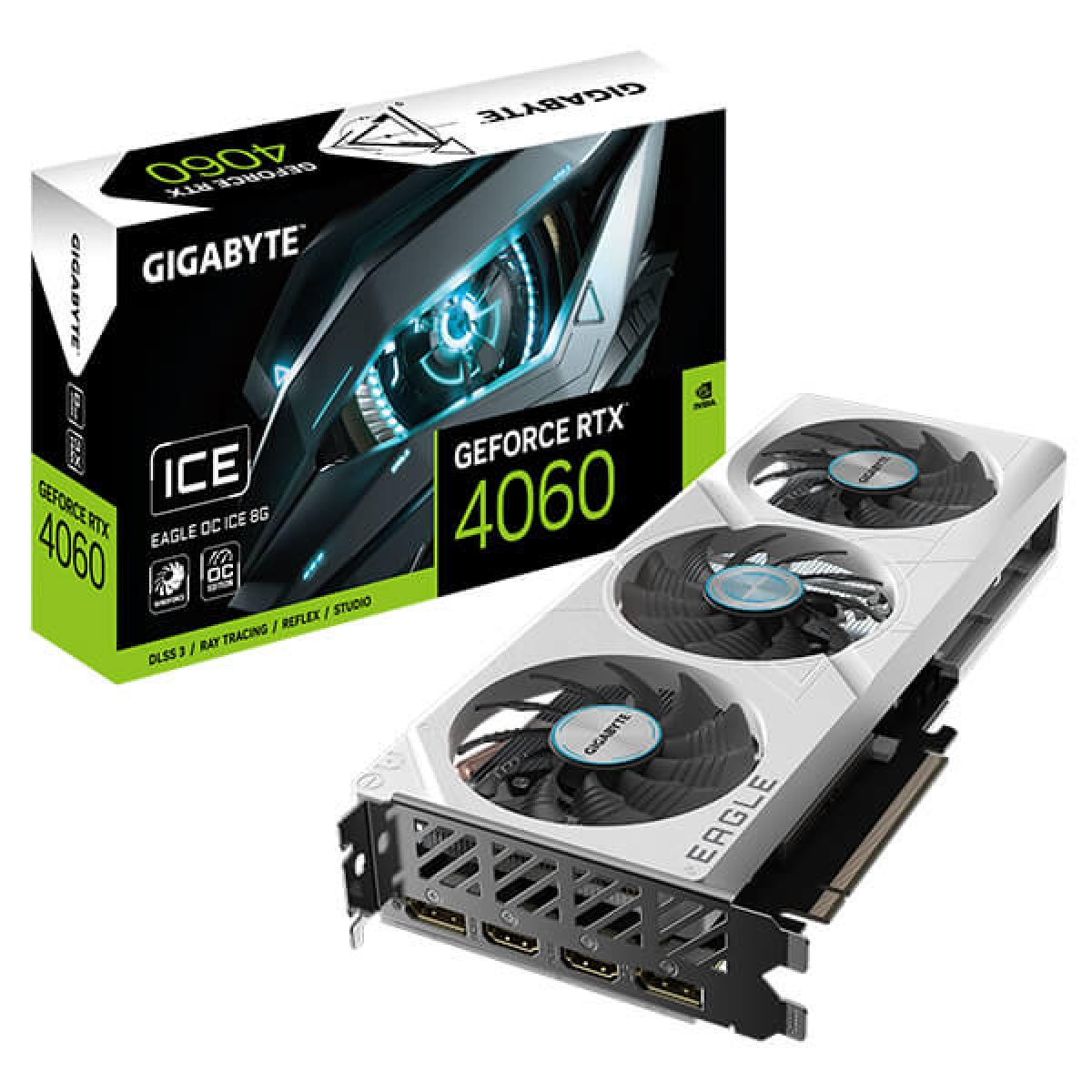 GIGABYTE GeForce RTX 4060 EAGLE OC ICE 8GB GDDR6 - Graphics Card GIGABYTE GeForce RTX 4060 EAGLE OC ICE 8GB GDDR6 - Graphics Card